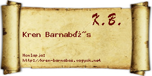 Kren Barnabás névjegykártya